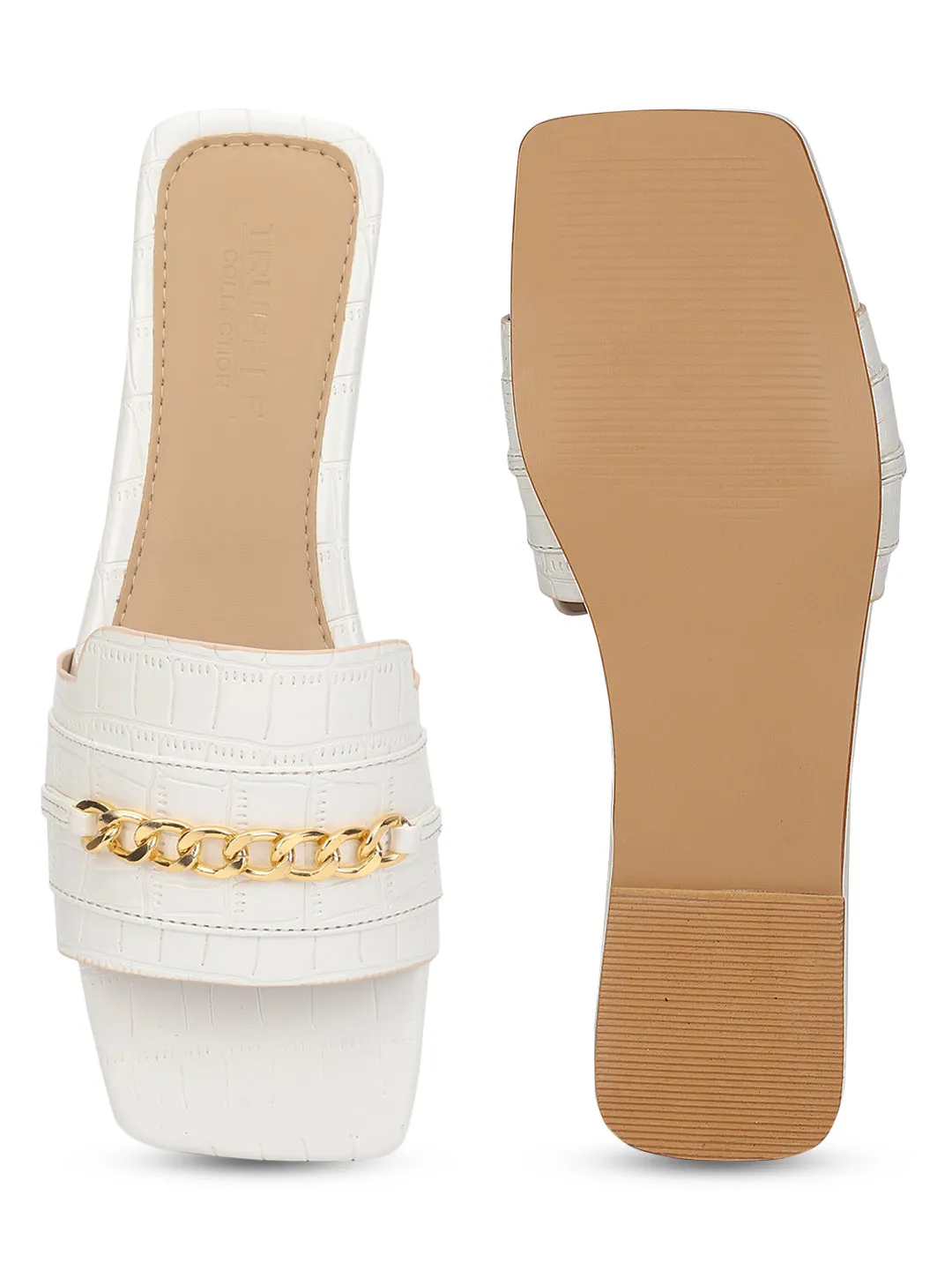 Weiße Croc-Patent-Slip-On-Flats (TC-ST-003-WHT)