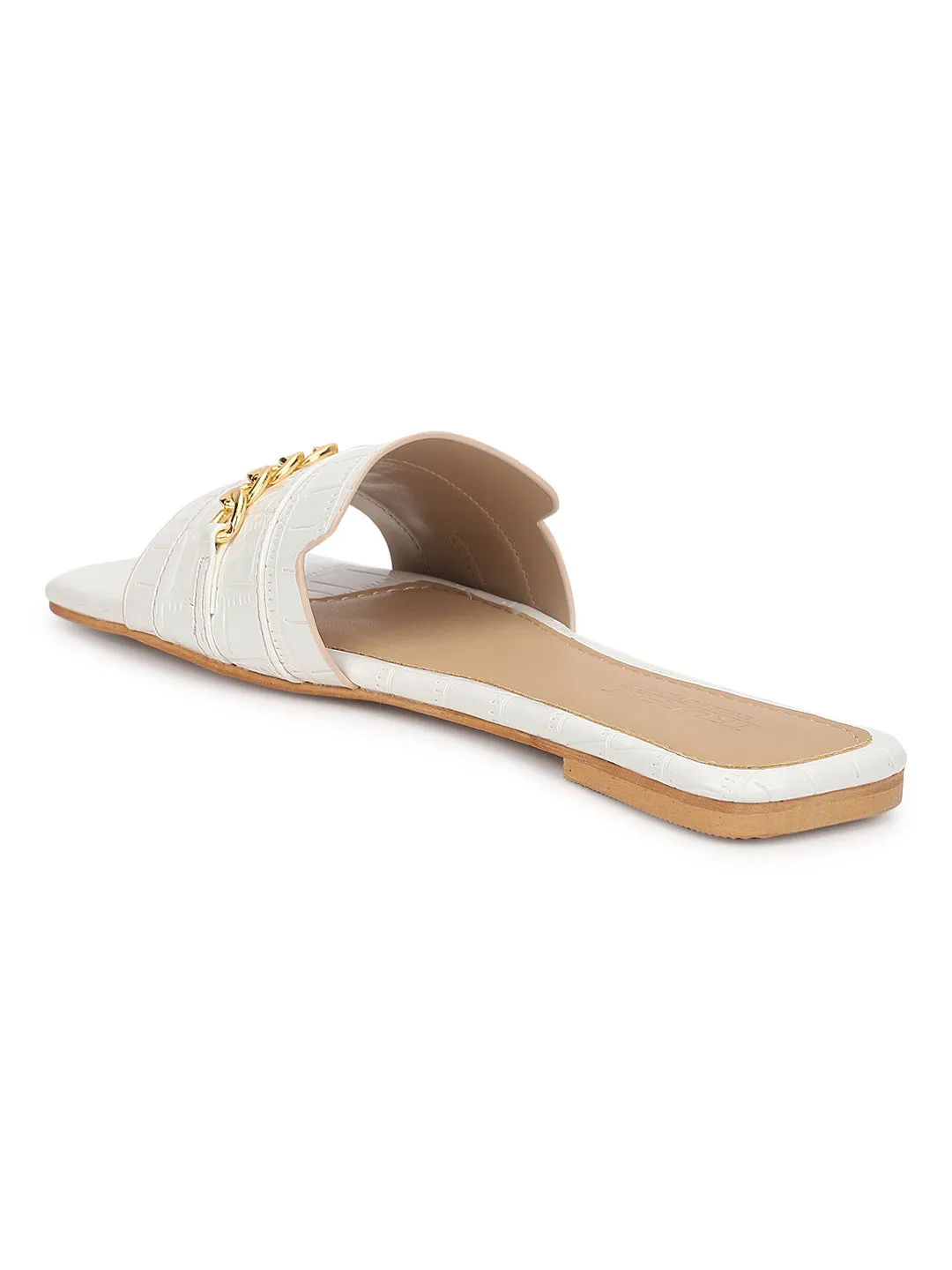 Weiße Croc-Patent-Slip-On-Flats (TC-ST-003-WHT)