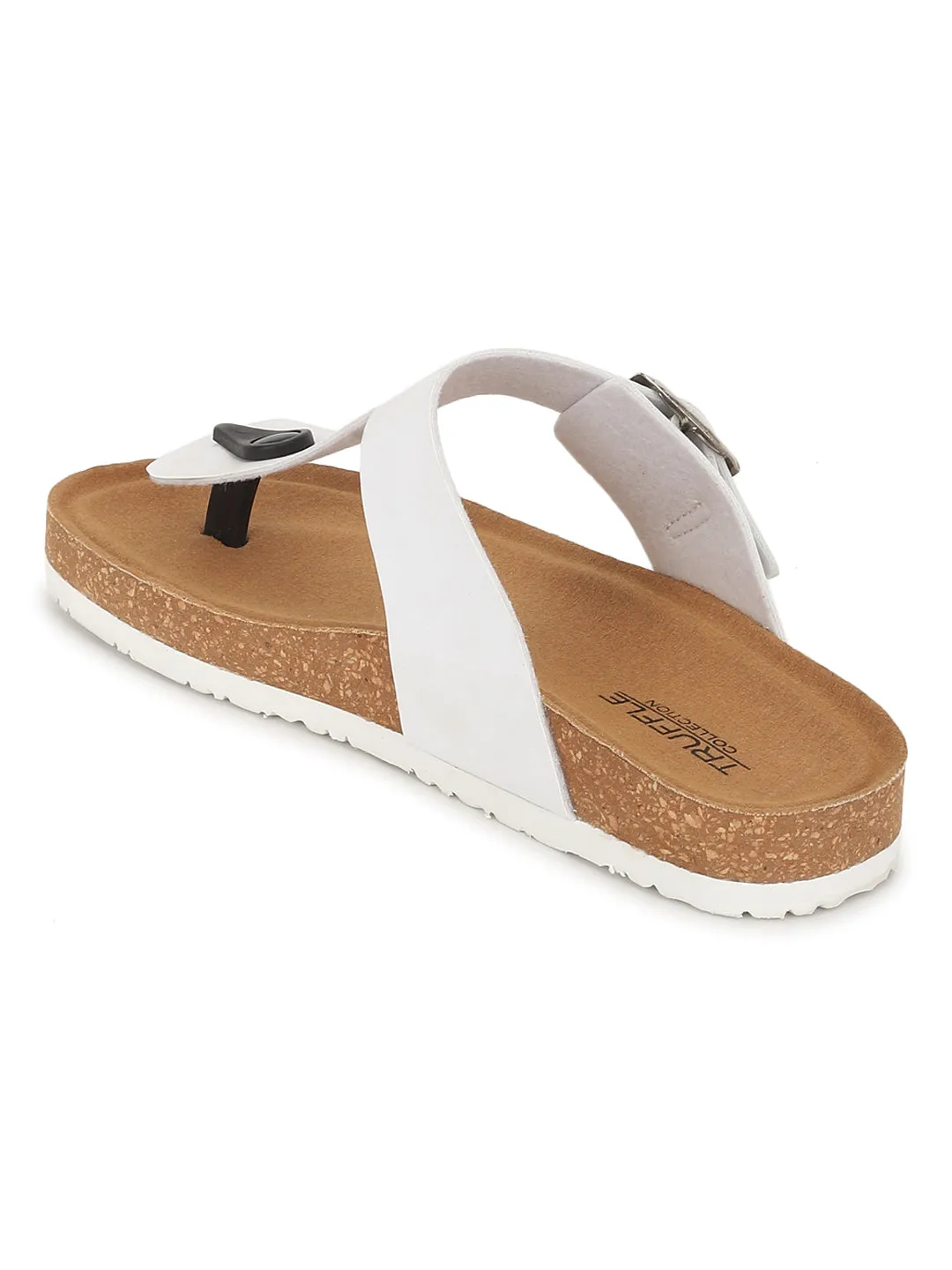 Weiße PU-Kork-Latex-Einlegesohlen Flats (TC-070202-WHT)