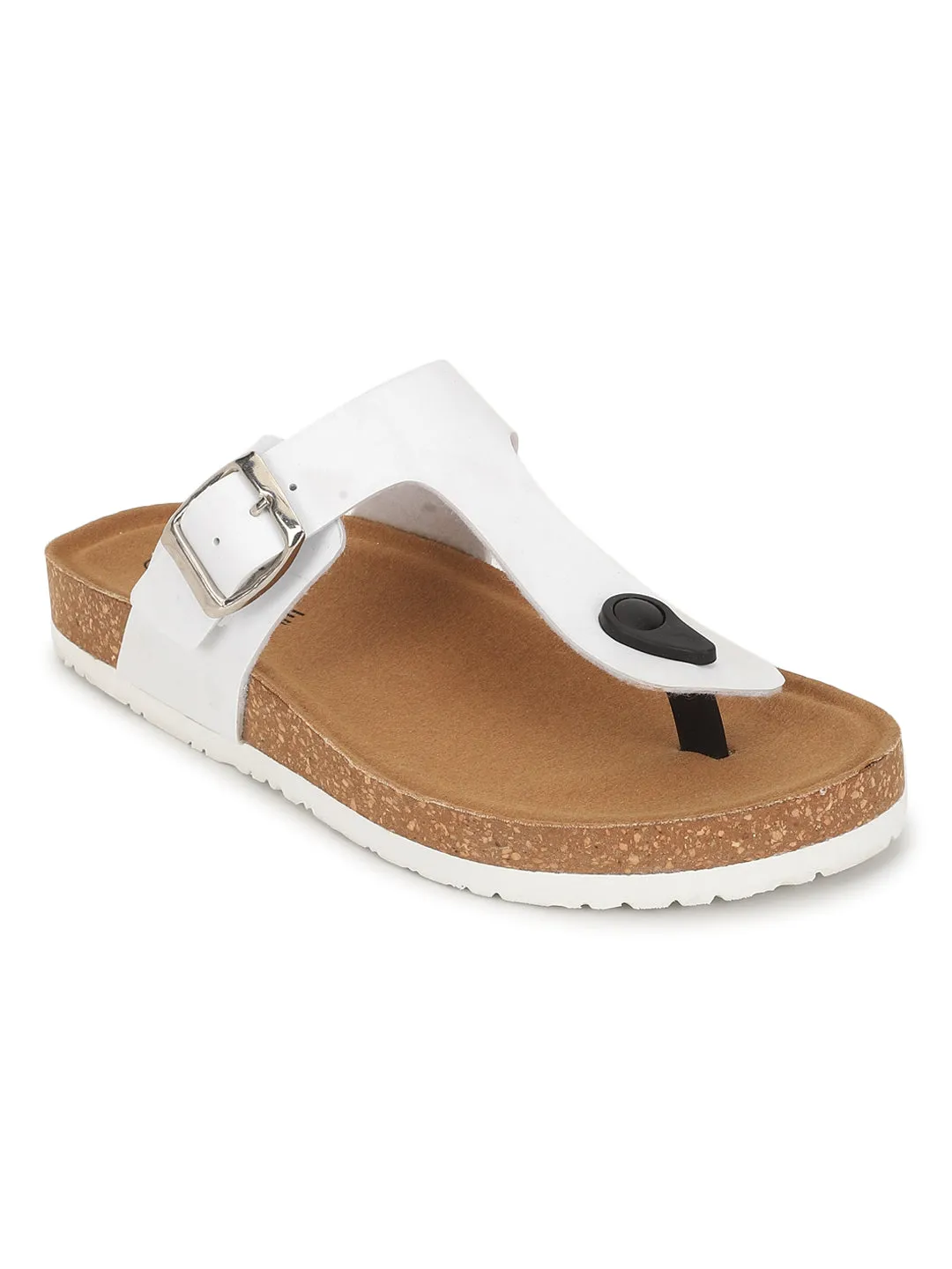 Weiße PU-Kork-Latex-Einlegesohlen Flats (TC-070202-WHT)