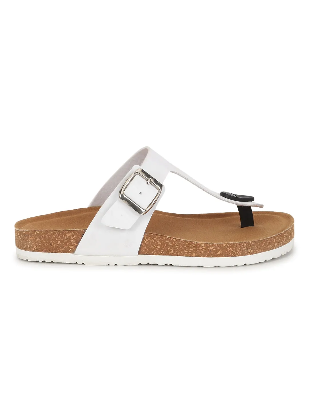 Weiße PU-Kork-Latex-Einlegesohlen Flats (TC-070202-WHT)