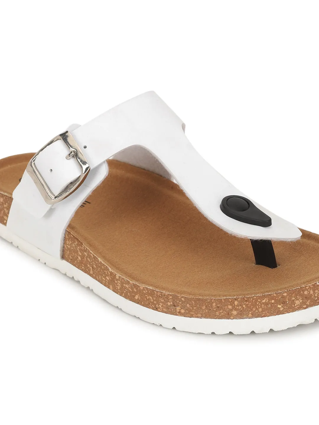 Weiße PU-Kork-Latex-Einlegesohlen Flats (TC-070202-WHT)