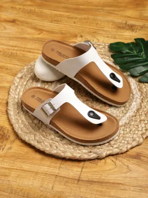 Weiße PU-Kork-Latex-Einlegesohlen Flats (TC-070202-WHT)