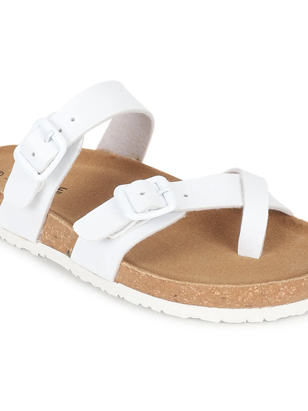 Weiße PU-Kork-Latex-Einlegesohlen Flats (TC-100504-WHT)