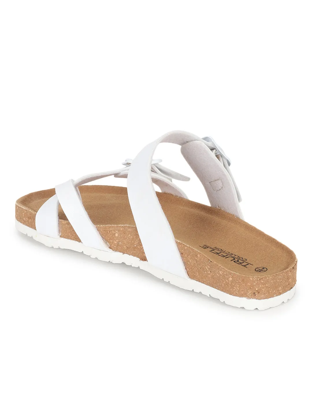 Weiße PU-Kork-Latex-Einlegesohlen Flats (TC-100504-WHT)