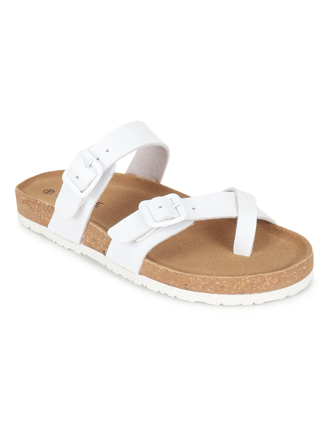 Weiße PU-Kork-Latex-Einlegesohlen Flats (TC-100504-WHT)