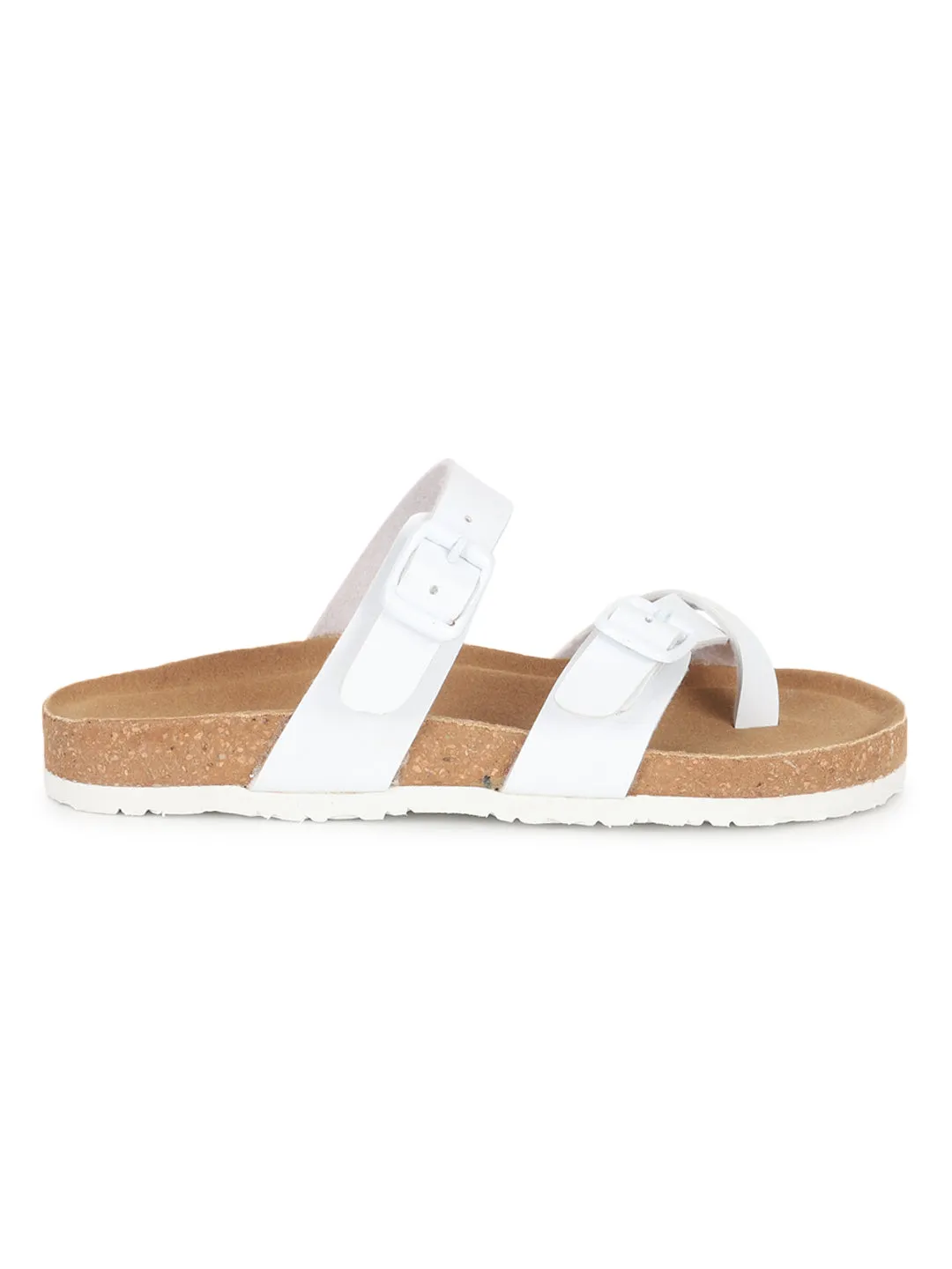 Weiße PU-Kork-Latex-Einlegesohlen Flats (TC-100504-WHT)