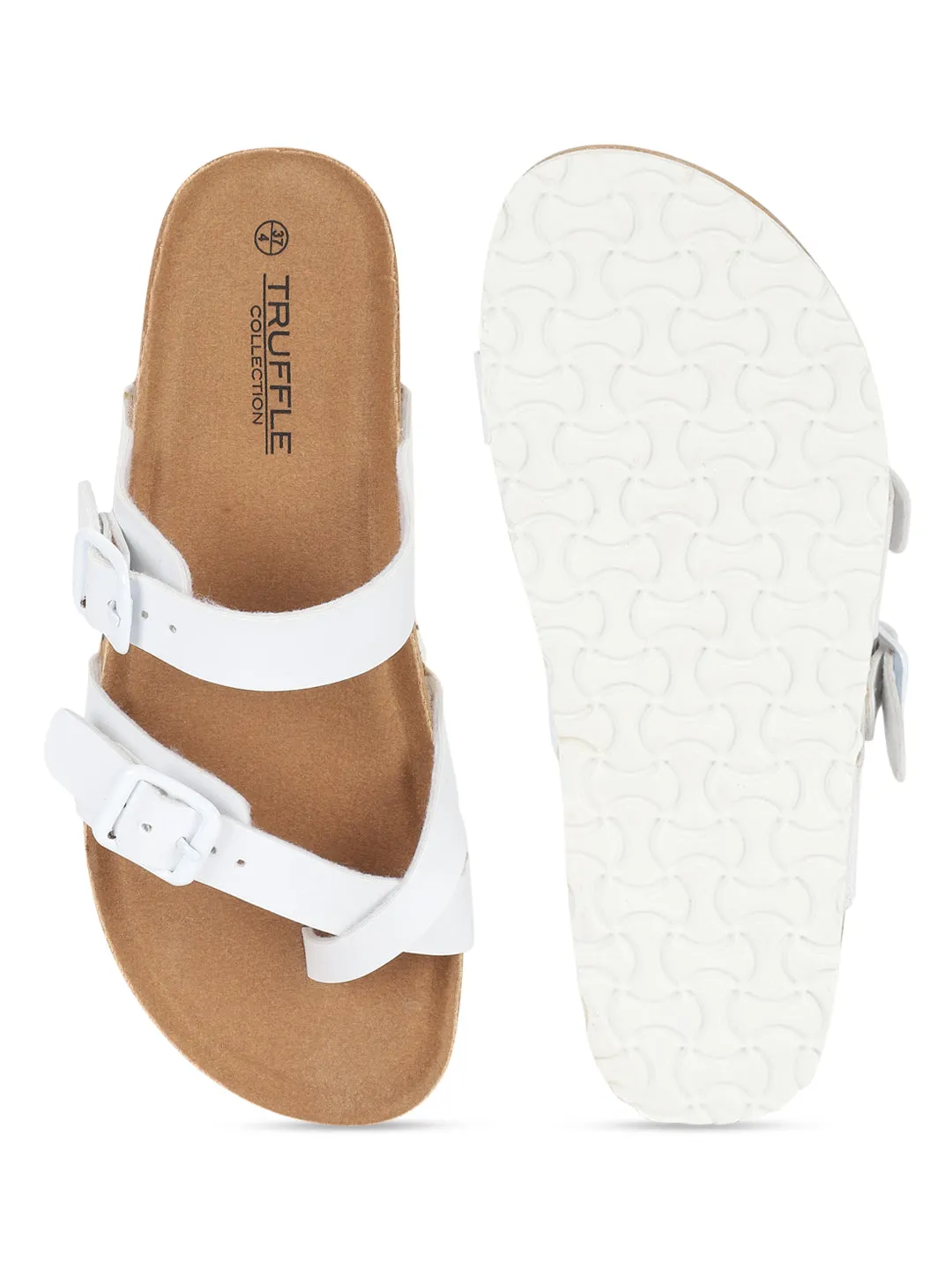Weiße PU-Kork-Latex-Einlegesohlen Flats (TC-100504-WHT)